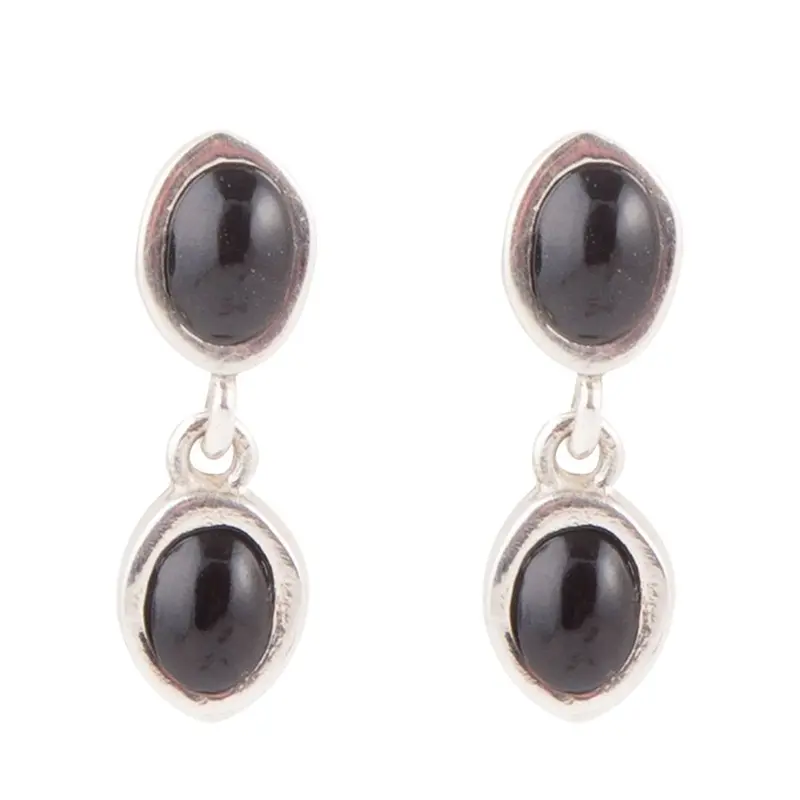 Classic Black Onyx Drop Earrings In Sterling Silver 1