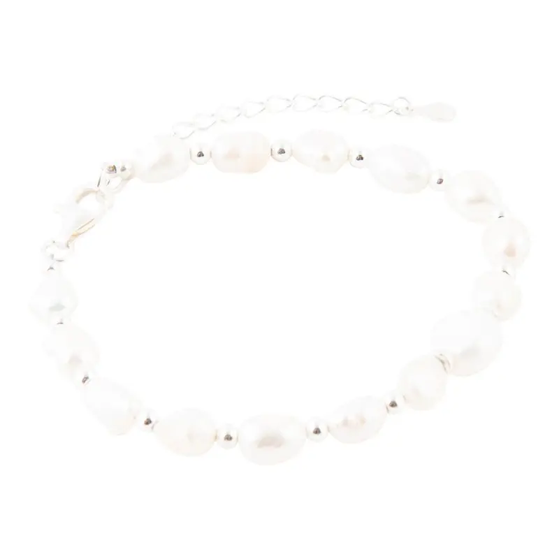 Classic White Pearl Beaded Bracelet In Sterling Silver 1