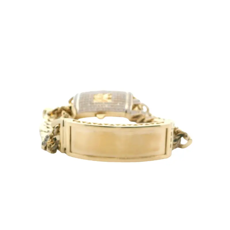 Customizable 14K Yellow Gold Double Id Name Bracelet 1