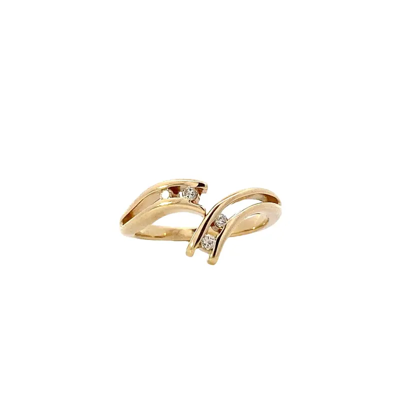 Dainty 14K Yellow Gold Diamond Solitaire Ring – 0.09 Carat Center Stone 1