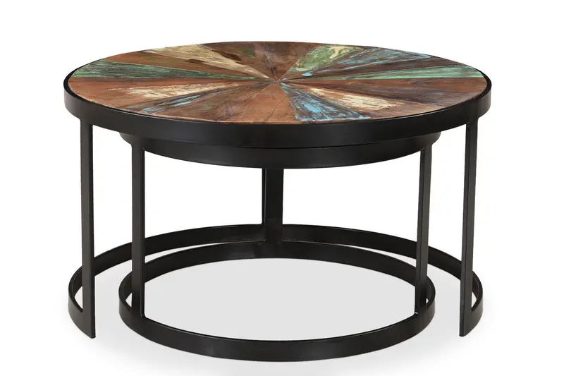 Delian Set Of Two Round Black-Legged Coffee Tables 1