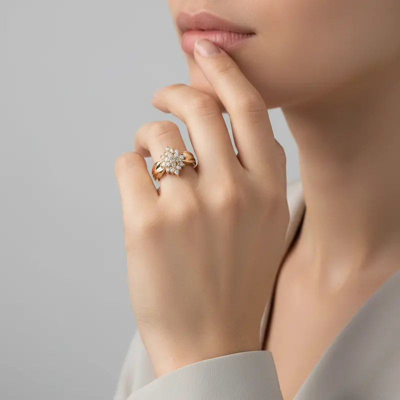 Delicate 14K Yellow Gold Diamond Ring – 0.43Ct Total Diamond Weight 1