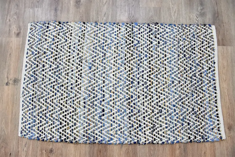 Denim-Tone Cotton-And-Hemp Rug – Handwoven, Timbergirl 1