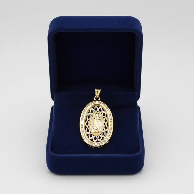 Devotional Virgin Mary Pendant In 14K Yellow And White Gold 1