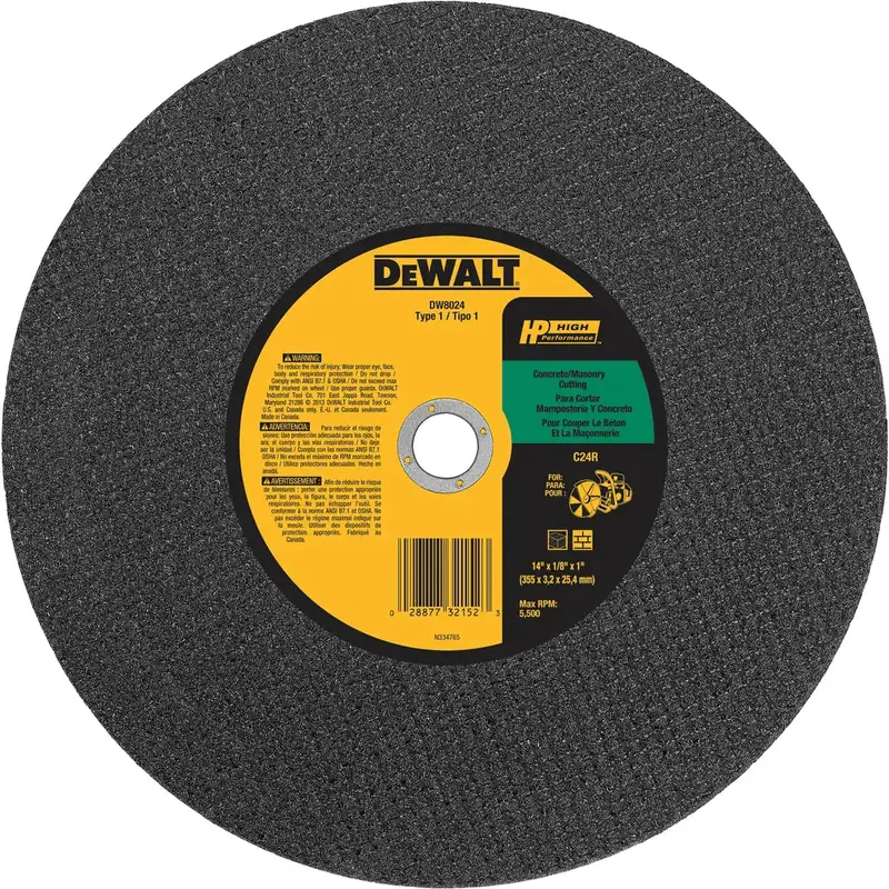 Dewalt 14" X 1" Heavy-Duty Masonry Cutting Wheel 1