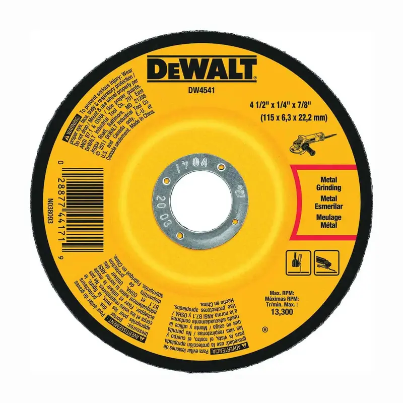 Dewalt 4-1/2" Depressed Center Grinding Wheels – 1/4" Thickness, 7/8" Arbor (25-Pack) 1