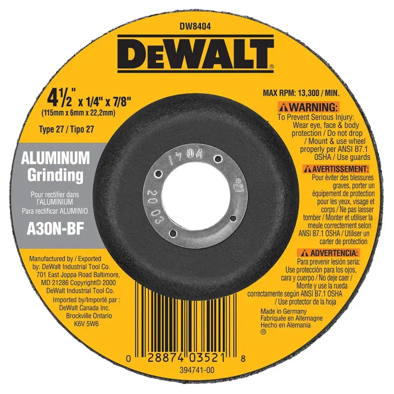Dewalt 4.5-Inch X 1/4-Inch Aluminum Oxide Grinding Wheel 1