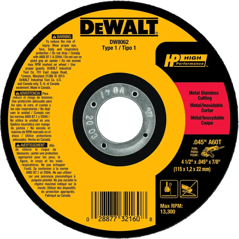 Dewalt Type 1 & Type 27 Thin High-Performance Cutting Wheels 1