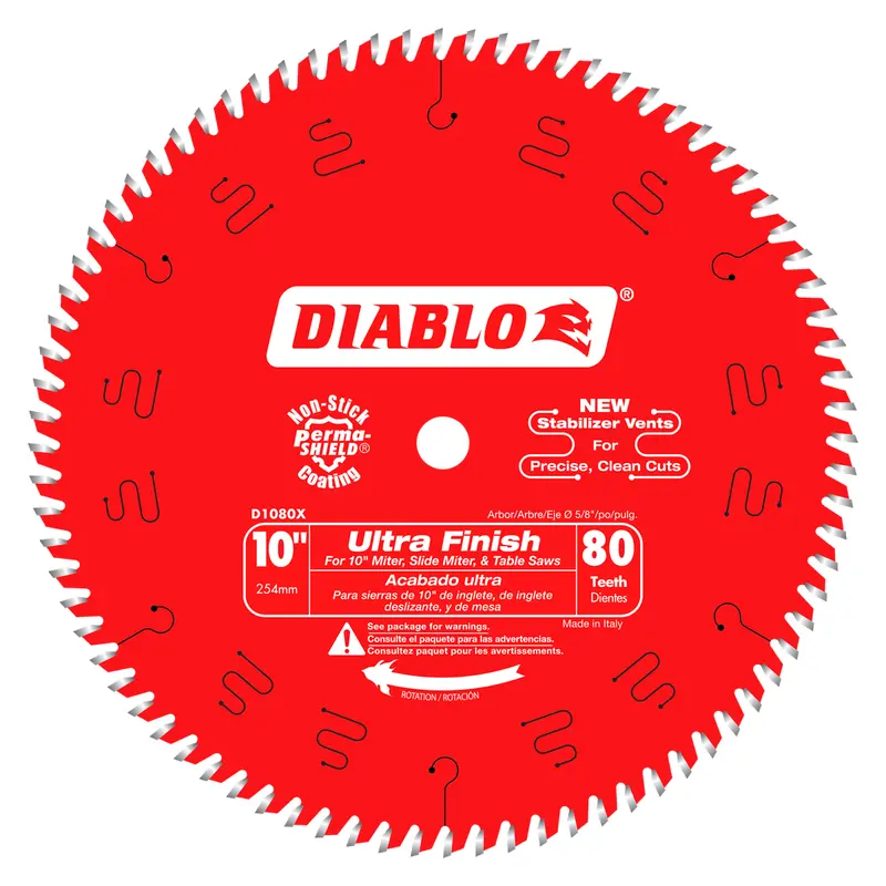 Diablo 10" 80-Tooth Ultra-Finish Saw Blade For High-Precision Wood Cutting 1