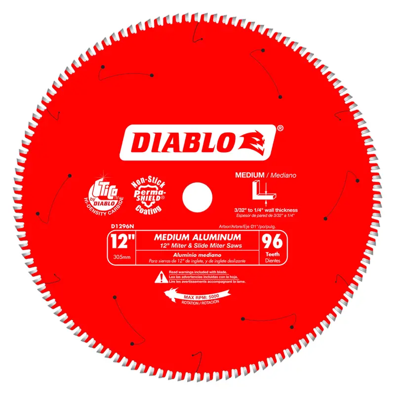 Diablo 12" Aluminum-Specific Saw Blade – 96-Tooth Precision Design For Medium-Gauge Aluminum 1