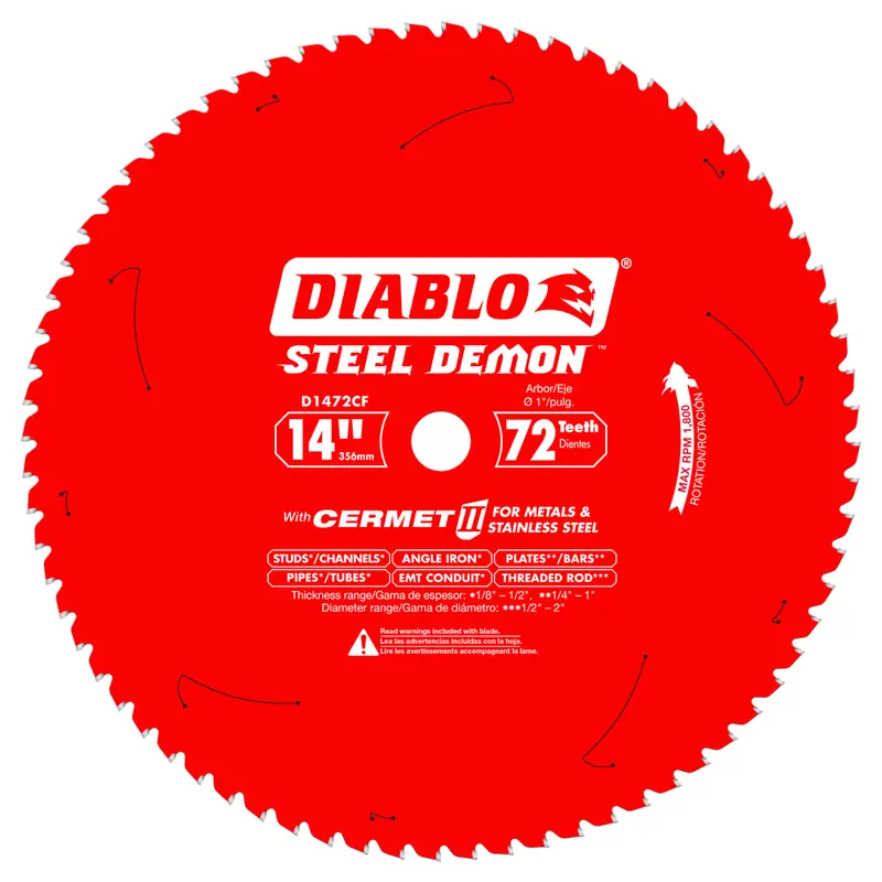 Diablo 14" 72-Tooth Steel Demon Cermet Ii Blade For Medium-Duty Metal Cutting 1
