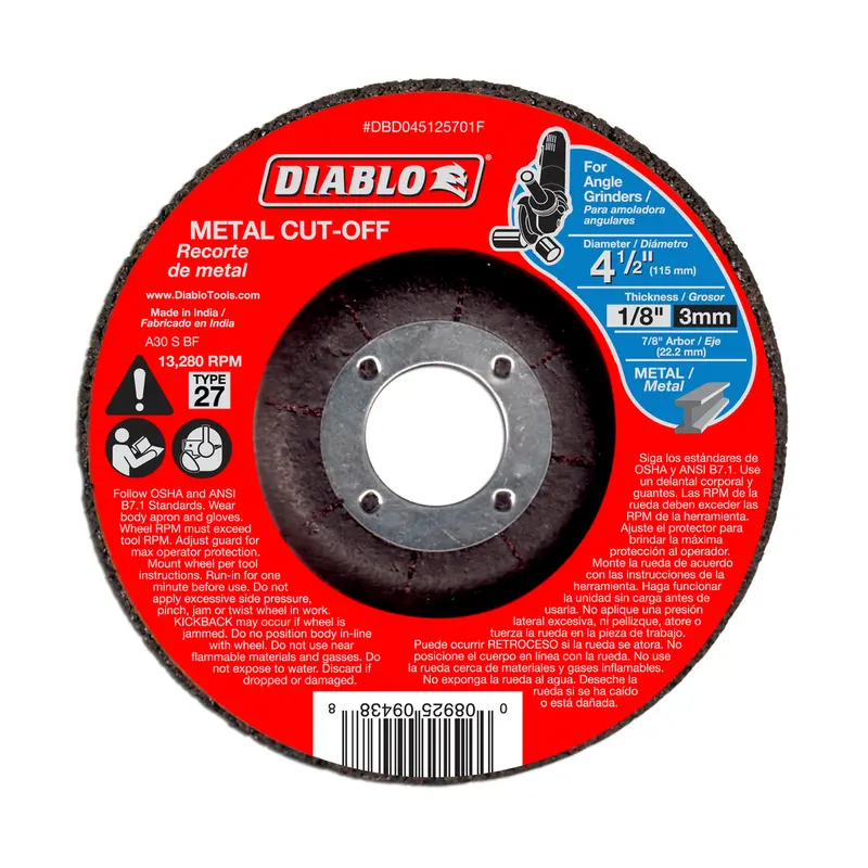 Diablo 4-1/2" Type 27 Metal Cut-Off Disc — Industrial-Grade Abrasive Wheel 1