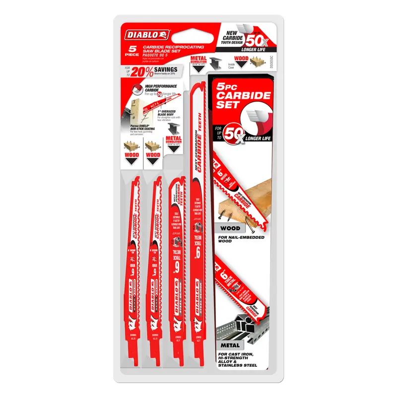Diablo 5-Piece Steel Demon & Demo Demon Reciprocating Saw Blade Combo 1
