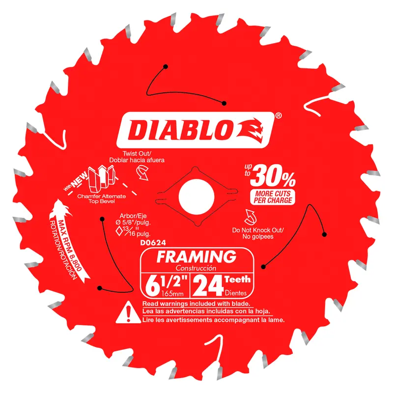 Diablo 6-1/2" 24-Tooth Framing Saw Blade For Wood Cutting 1