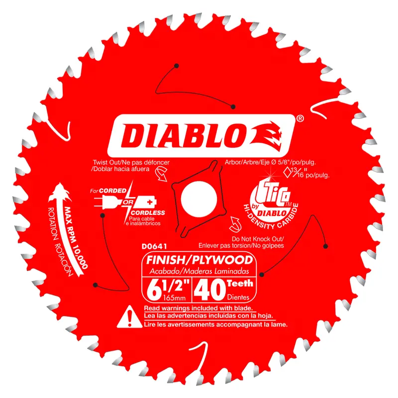 Diablo 6-1/2" 40-Tooth Finish Trim Saw Blade For Precision Woodwork 1