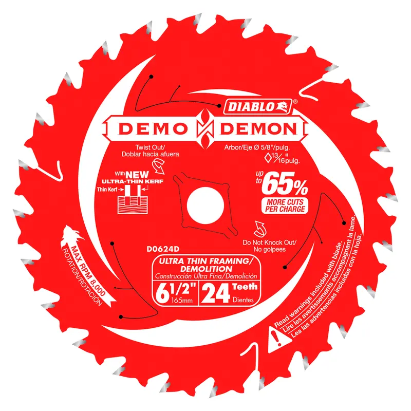 Diablo 6-1/2" Ultra-Thin 24-Tooth Demo Demon Blade For Framing & Demolition 1