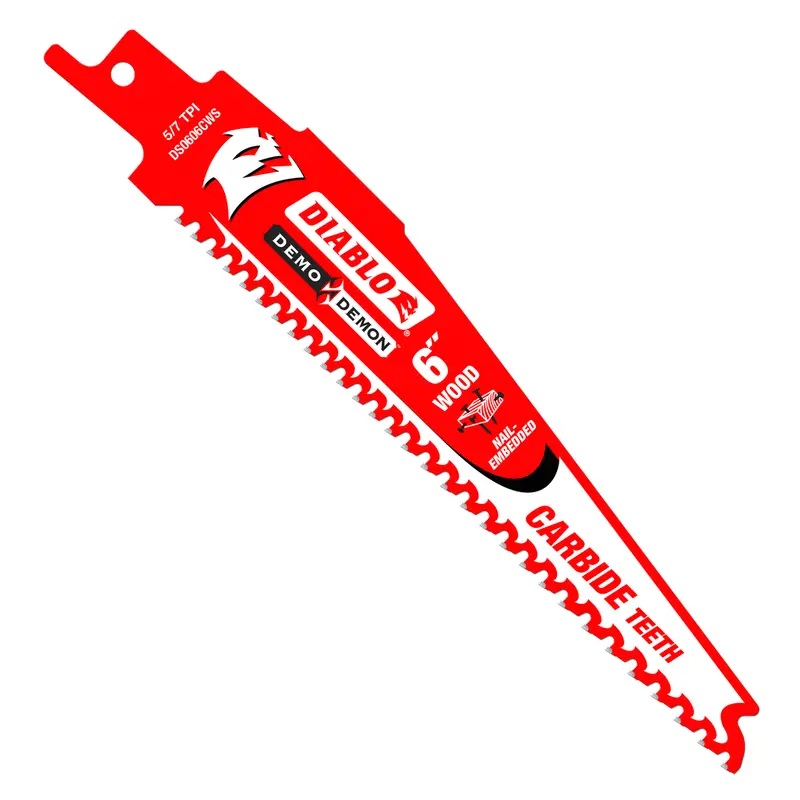 Diablo 6" X 5/7-Tpi Demo Demon Carbide Reciprocating Saw Blades For Nail-Embedded Lumber (3-Pack) 1