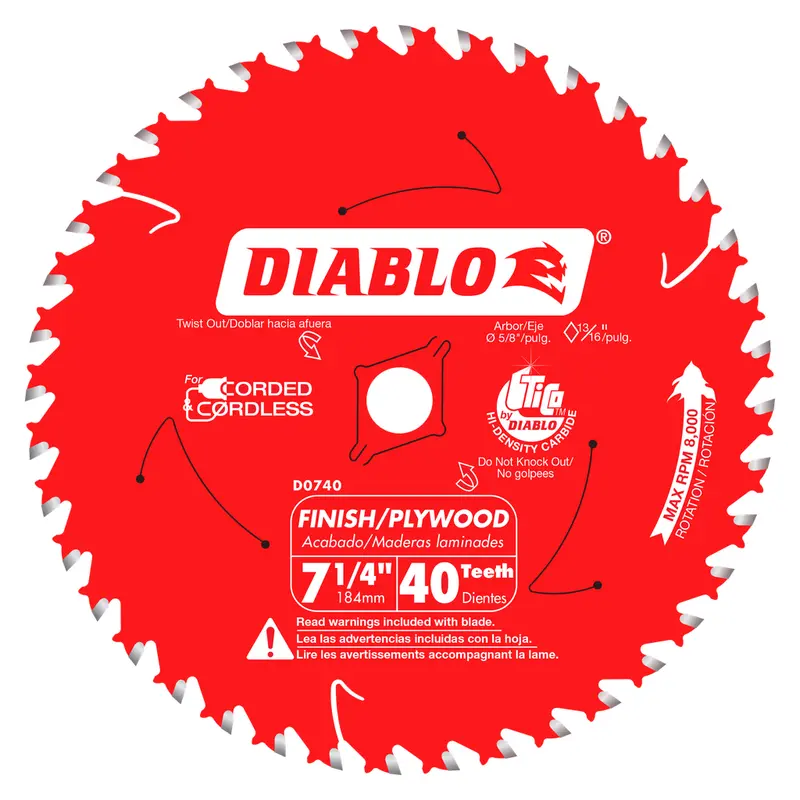 Diablo 7-1/4" 40-Tooth Finish Saw Blade For Smooth Wood Cuts 1
