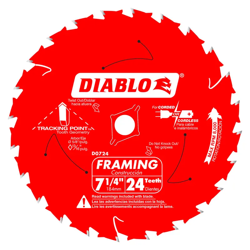 Diablo 7-1/4" Framing Saw Blade – 24-Tooth Aggressive Design For Fast Wood Cutting 1