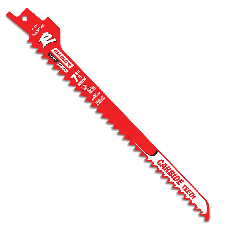 Diablo 7-3/8-Inch 5-Tpi Demo Demon Carbide-Tipped Reciprocating Saw Blades – 3-Pack For Rough-In And Scroll Cuts 1
