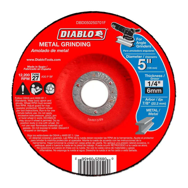 Diablo 7/8" × 5" Type 27 Metal Grinding Disc — Compact Angle Grinder Accessory 1