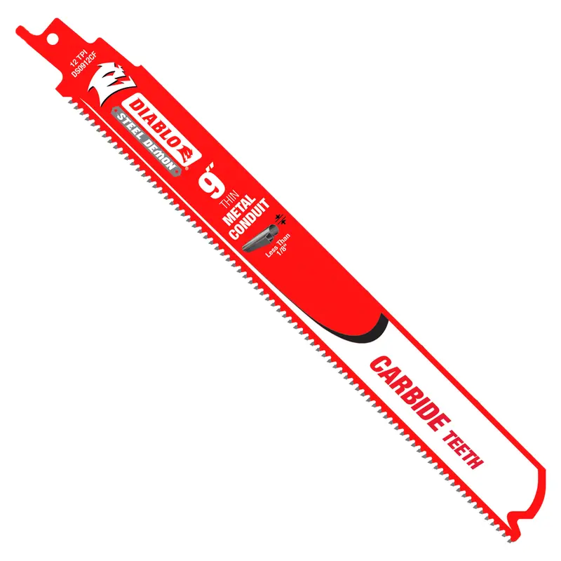 Diablo 9-Inch 12-Tpi Steel Demon Carbide-Tipped Reciprocating Saw Blade – Single For Thin Metal Conduit 1
