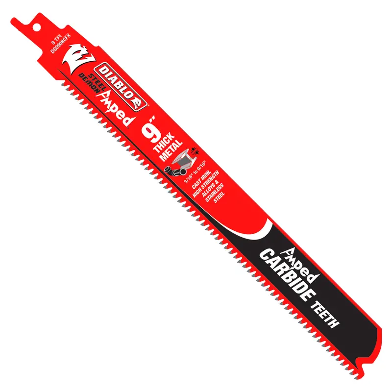 Diablo 9-Inch 8-Tpi Amped Steel Demon Carbide-Tipped Reciprocating Saw Blades – 3-Pack For Demanding Thick-Metal Applications 1