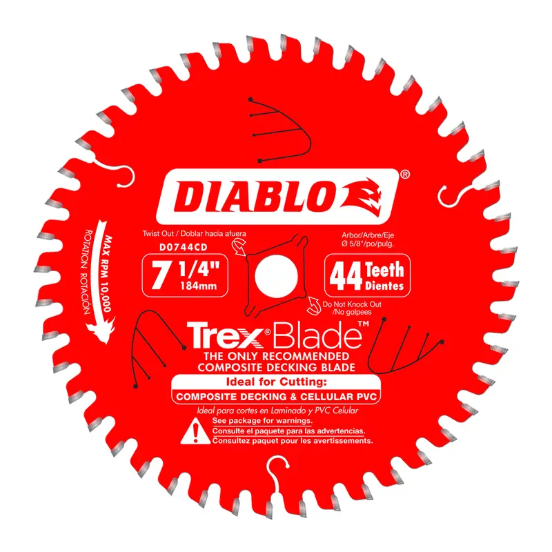 Diablo Trexblade 7-1/4" Saw Blade – 44-Tooth For Composites, Pvc, And Plastic Materials 1