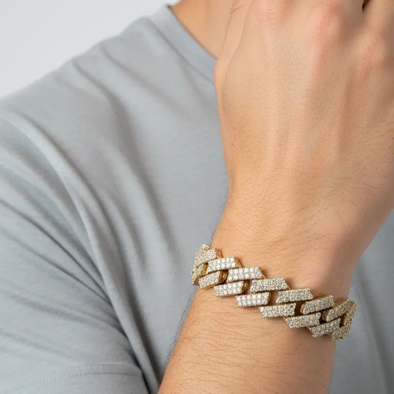 Diamond-Accent Curb Link Bracelet – 10K Yellow & White Gold, 6.51 Ct Tw 1