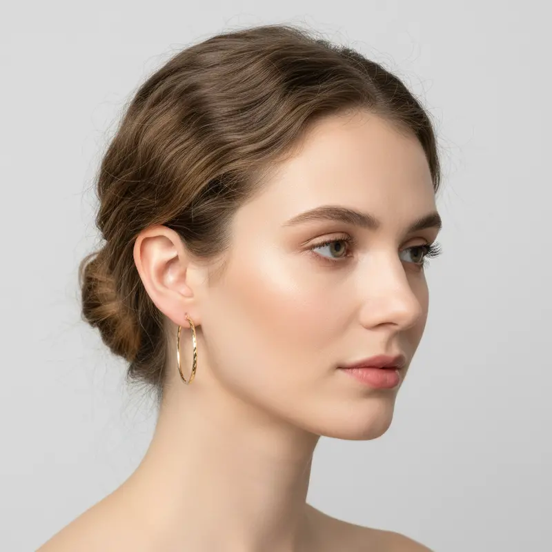Diamond-Cut 14K Yellow Gold Hoop Earrings 1