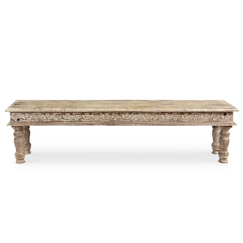 Driftwood Carved Solid Wood Bench 1
