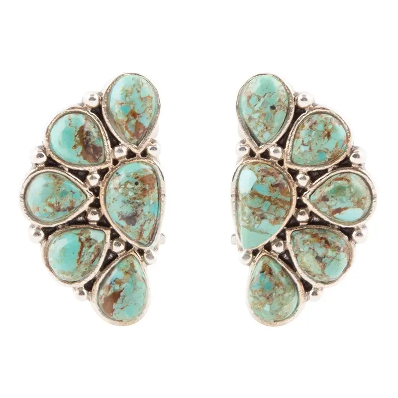 Durango Blue Turquoise Clip-On Earrings In Sterling Silver 1