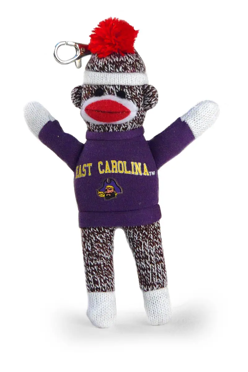 East Carolina Pirates Sock Monkey Keychain – 4" University-Specific Keepsake 1