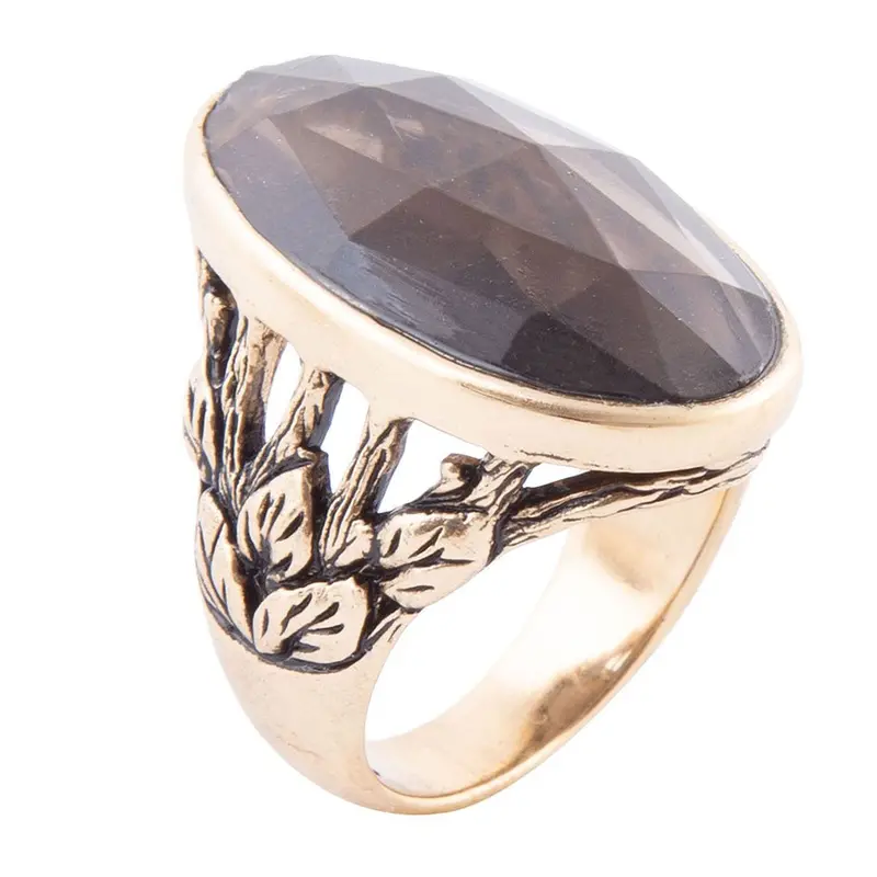 Enchanted Black Smoky Quartz Ring With Gold Plating 1