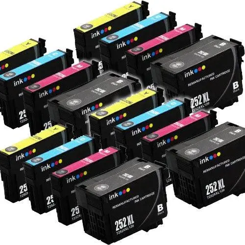 Epson 252Xl Remanufactured Ink Cartridge Bulk Set – 16-Pack (4 Black, 4 Cyan, 4 Magenta, 4 Yellow) 1