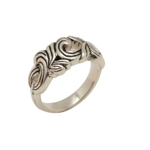 Etched Scroll-Design Sterling Silver Band Ring 1