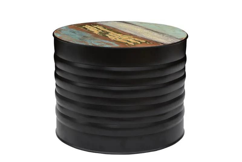 Finch Reclaimed Wood Drum-Style End Table 1