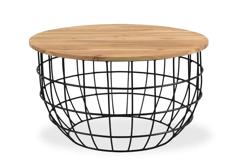 Finch Solid Wood Round Coffee Table With Natural Grain 1