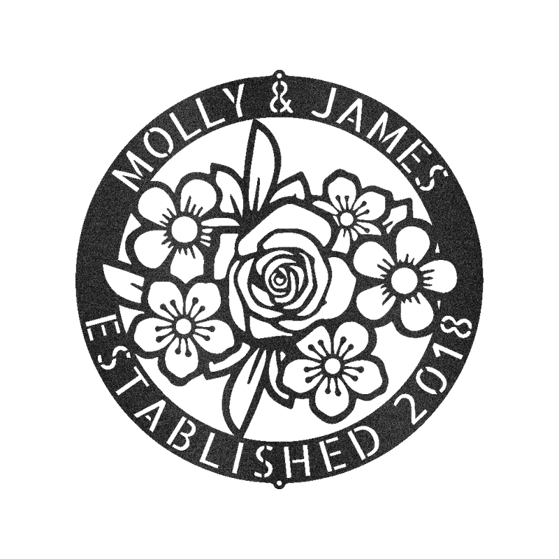 Floral Ring Metal Sign – Botanical-Style Personalized Wall Art 1