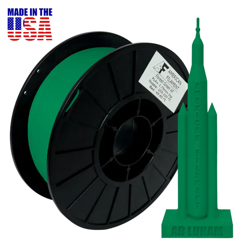 Forest Green Af Pla+ Filament – 1.75 Mm, Usa-Made, Natural Tone With Superior Interlayer Strength 1