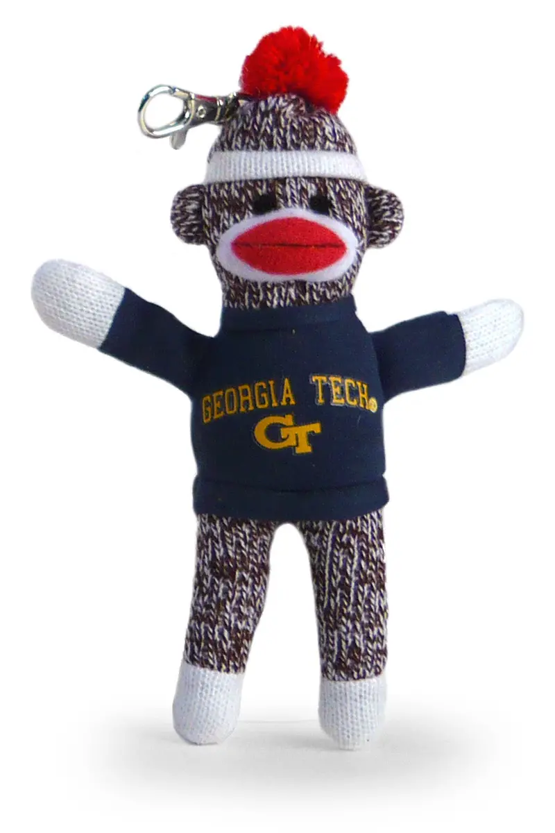 Georgia Tech Sock Monkey Keychain – 4" Yellow Jacket Spirit Keychain 1