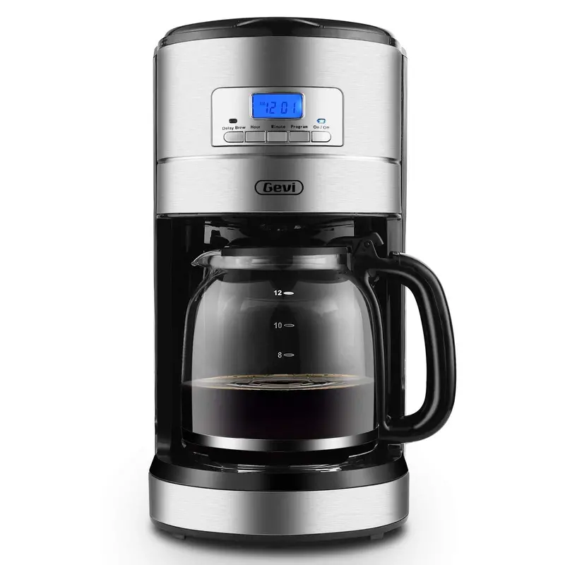 Gevi 12-Cup Programmable Drip Coffee Maker – Stainless Steel Thermal Carafe, Silver 1