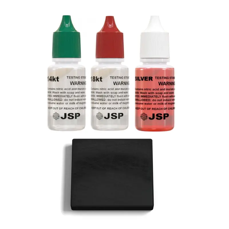 Gold & Silver Acid Test Kit: 14K–18K & .999/.925 Sterling Verification With Testing Stone 1