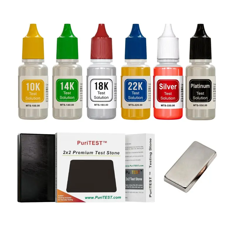 Gold & Silver Testing Kit With Rare Earth Magnet: 10K–24K, 999 Platinum & 925 Sterling Verification 1