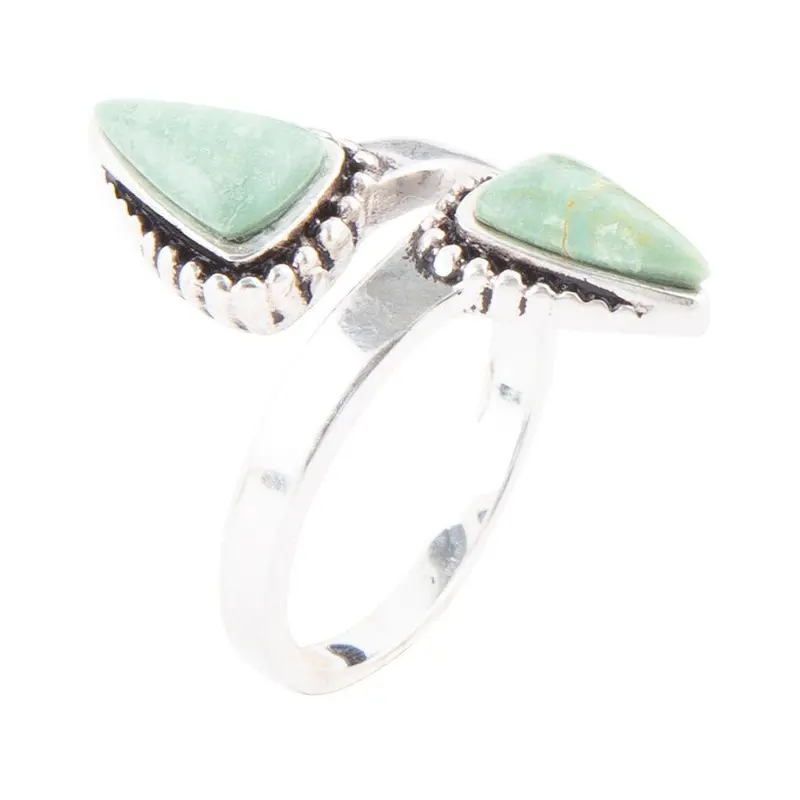 Green Turquoise Adjustable Sterling Silver Ring 1