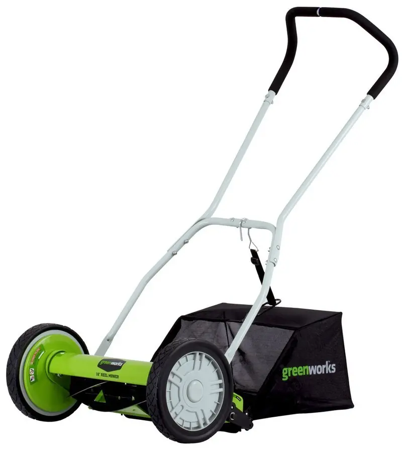 Greenworks 25052 16-Inch Manual Reel Mower With Grass Catcher – Renewed Unit 1