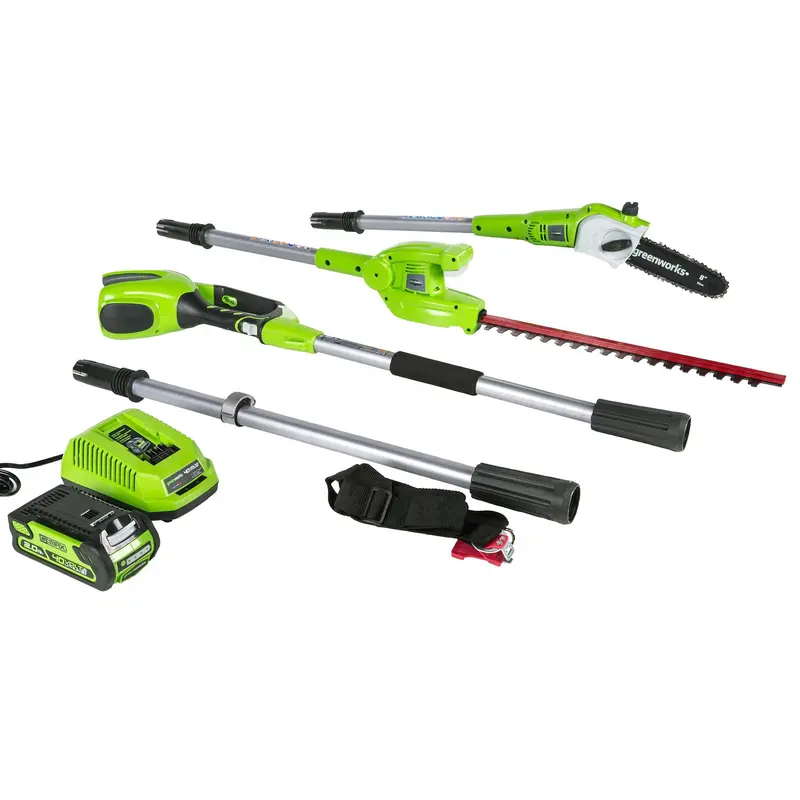 Greenworks Psph40B210 40V Cordless Pole Saw With Hedge Trimmer — 8-Inch Bar, 2.0Ah Battery Included 1