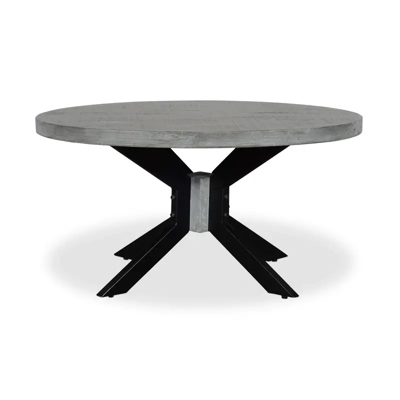 Grey Mango Wood Round Dining Table With Natural Root Detailing 1