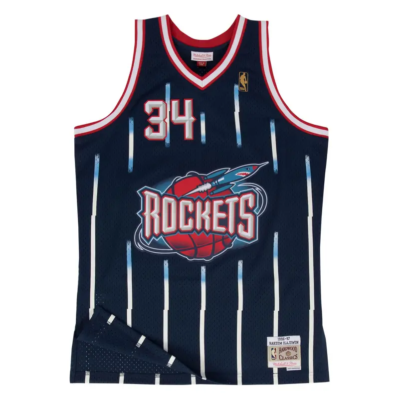 Hakeem Olajuwon Houston Rockets Mitchell & Ness Navy Hardwood Classics Swingman Jersey 1