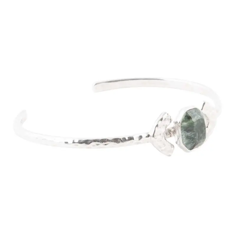 Hammered Seraphinite Cuff Bracelet In Sterling Silver 1
